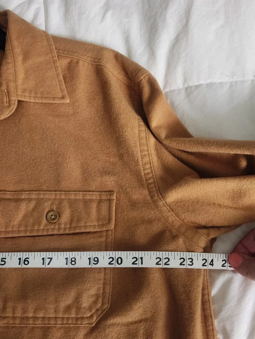 LL Bean Shirt Mens Large Solid Camel Color Chamois Cloth Flannel Long Sleeve